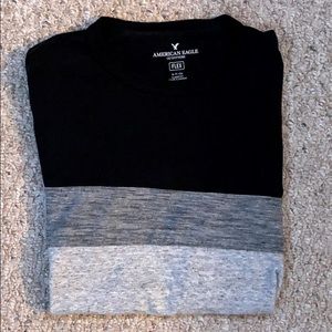 American Eagle Black, Grey, and White T-Shirt